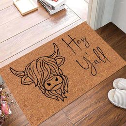 Carpets Highland Cow Doormat Rug Front Door Welcome Mat Non-Slip Floor Mats Entrance Carpet For Living Room Kitchen Bedroom 40x60cm