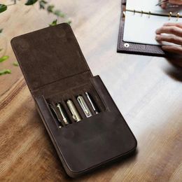 1Pc Handmade Pen Case Genuine Leather Holder Pencil Pouch Retro Box Organiser School Office Men Women