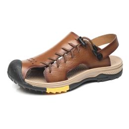 Sandals Men Sandals Cowhide Leather Male Summer Shoes Outdoor Beach Gladiator Sandals Shoes For Men Sneakers Sandalias Plus Size 3846