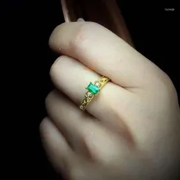 Cluster Rings KJJEAXCMY Fine Jewellery S925 Sterling Silver Inlaid Natural Emerald Girl Fashion Gemstone Ring Support Test Party Gift