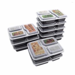 Dinnerware 10 Pcs Storage Box Disposable Containers 3 Compartment American Style Meal Prep