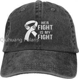 Ball Caps Her Fight Is My Multiple Sclerosis Awareness Cap Adult Adjustable Classic Washed Casquette Denim Hat For Outdoor