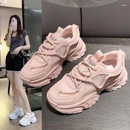 Casual Shoes Running Women Sneakers Mesh Breathable Thick Bottom 2024 Fashion Simple All-match Color Matching Womenshoes Autumntime