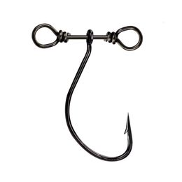 Weihe Tianping Single 2.5Cm0.4G Black Nickel Crank Hook With Dual Hole Swivel Ring And Sub Soft Bait 284373