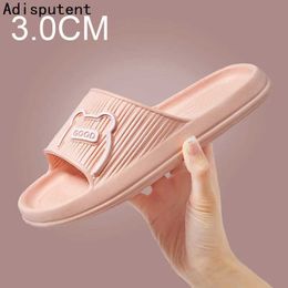 Slippers Summer Women Men Thick Platform Flat Bear Cartoon Slipper Shower Bath Flip Flops Beach Sandals Lady House Slides015WBV H24032279M0 H240322