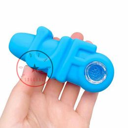 Latest UFO Styles Colourful Silicone Pipes Glass Nineholes Philtre Screen Bowl Portable Removable Herb Tobacco Cigarette Holder Smoking Handpipes