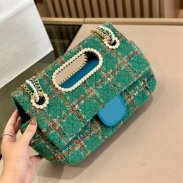 Women Luxury Designer Shoulder Bag 23a Fashion Chain Wool Twill Soft Wool Crossbody Bags Wallet Luxury Banquet Handbags Pearl Decoration Letter Wallet