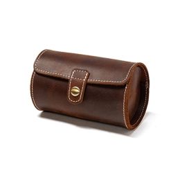 Cases Soft Genuine Leather Watch Roll Travel Box Highquality Metal Buckle Jewellery Bracelet Storage Accessories Box