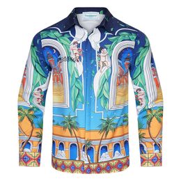 Casablanca camisas estilo verão novo produto castelo estrelado solto masculino e feminino versátil marca de moda camisa de manga comprida