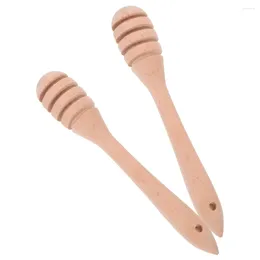 Spoons 2 Pcs Honey Stick Wood Dipper Sticks Stirrers Beech Mixing Dippers Wooden Kitchen