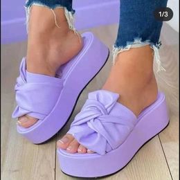 Slippers 2023 Summer Platform Sandals for Women Fashion Casual Hemp Wedges Thick Sole Open Toe Outdoor Beach Woman Walking Shoes H240430