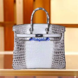 Tote Bags Himalaya Crocodile Handbag Genuine Crocodile Skin Custom Womens Bag French Hand Sewn Bag Himalayan Portable Platinum Bag Nile Croc have logo HBYPD4