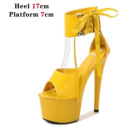 Dress Shoes Naked Colour Stripper Heels Women Sandals Sexy Party Club 17 CM Platform High-heeled Wedding Pole DanceUALP H240321