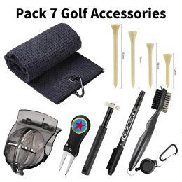 Aids Pack 7 Golf Accessories Brush Groove Sharpener Repair Tool Marking Pen Tower Tees Golf Ball liner, For all Experienced Golfers