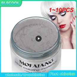 Color 1~10PCS Mofajang Color Hair Wax Dye Styling Pomade Silver Grandma Grey Disposable Natural Strong Gel Cream for Women Men