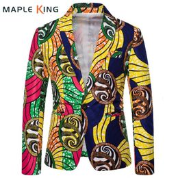 Ethnic Style Multicolor Printed Blazers for Men African Clothing Linen Elegant Ternos Social Masculino Mens Suits Jackets 240318