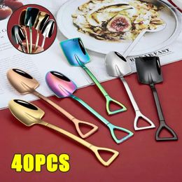 Coffee Scoops 40PCS Creative Retro Shovel Spoon Stainless Steel Dessert Watermelon Ice Cream Cake