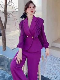 Women's Two Piece Pants Temperament Celebrity Style Top 2024 Spring/Summer Fashion Set Slim Fit High End Blazer For Women