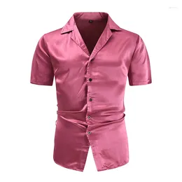 Men's Casual Shirts Vintage Turn-down Collar Buttoned Men Shirt Short-sleeved Solid Color 2024 Summer Mens Clothes Comfort Soft Tops