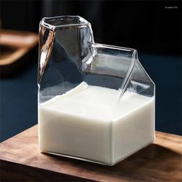 Mugs Square Milk Carton Box Shape Glass Chocolate Cup Coffee Mug Breakfast Creative Gift