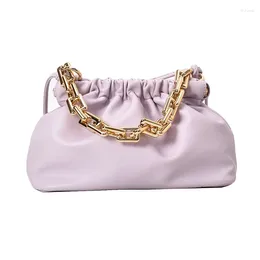 Totes Vintage Tote Bags Women 2024 Shoulder Solid Colour Cloudy Fashion Trendy Clutch Chain Strap Handbags And Purses Lady