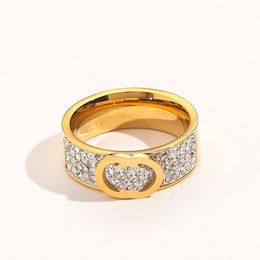 18K Gold Plated Luxury Designer Ring for Women Classic Style Ring Double Letter Designers Rings Full Diamond Wedding Party Gift Jewelry High Quality