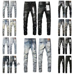 Purple Jeans Mens Womens High-quality Jeans Fashion Design Distressed Ripped Bikers Womens Denim Cargo for Men Black Pants 778 552