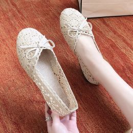 Boots 2021 Summer Women's Ballet Flats Shoes Woman Hollow Outs Lace Fisherman Shoes Female Lazy Loafers Single Shoes Flat Sandals shoe