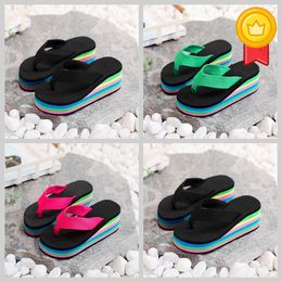 Slippers women's one-sided flip flops summer thick sole sandals outerwear casual beach GAI flip-flo platform black Colourful EVA Gladiator soft chunky heel size36-41