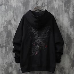 Men's T Shirts Phoenix Embroidery Oversized 2xl Pockets Loose Top Autumn Long Sleeve Hooded Men Chinese Style Streetwear Fashion Spring