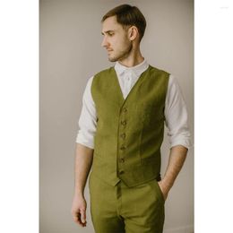 Men's Suits Fashion Elegant Man Suit For Wedding Tuxedo Casual 2 Piece Vest Pants Single Breasted Waistcoat Linen Male Summer