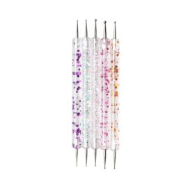 5 pezzi/set strumento penna punteggiante per nail art per disegni di unghie strumenti per manicure con strass per pittura a doppia estremità