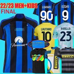 22 23 24 LUKAKU FINAL Soccer Jerseys Kid Kit Maillot de DZEKO LAUTARO 2023 Maglie Football Shirt Child Training 115 Year Kvaratskhelia Special Inters Milans JJ 3.20