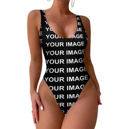 Sua imagem maiô personalizado sexy feito sob encomenda design mulher banho de uma peça estética bodysuit rave push up fatos de banho