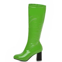 Boots Woman's High Boots Shoes Fashion Knee High Boots Women Autumn Winter Patent Green Red Yellow White Long Shoes Lady Large Size 45