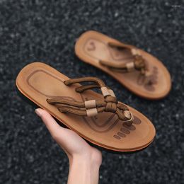 Slippers Casual Fabric Strap Flip-flops Non-slip Wear-resistance Beach Shoes For Shopping