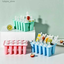 Ice Cream Tools Silicone Ice Cream Popsicle Mold Food Grade Ice Cream Mold With Handle DIY Reusable Summer Ice Cube Tray Childrens IceCream L240319