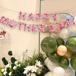 Party Decoration Flowers Happy Mother's Day Banner Alphabet Flag Pulling Hanging Decor For Garden Restaurant Indoor And Outdoor