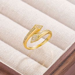 Fashionable Diamond Inlay Double-layer Stacked Gold-plated Ring for Women