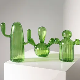 Vases Cactus Glass Vase For Room Decoration Decorative Bottle Hydroponics Plant Modern Transparent Crafts Living Decor