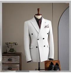 Men's Suits 2024 Fashion Slim Men Jacket Business Wedding Coat Striped Professional Black Grey Apricot White