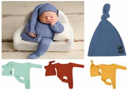 Baby Girl BOYS knitted one piece suit with long tail cap Pography Props Infant Cute Newborn Romper Bodysuit Pictures Clothing M7193009