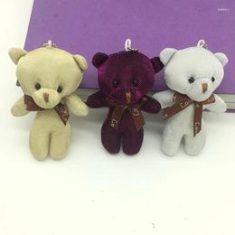 Keychains 10pcs Cute Plush Teddy Doll Keychain Women Bear Toy Keyring Bag Car Key Chain Trinket Wedding Party Valentine Gift 12cm