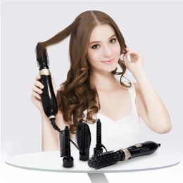 Brushes 4 In 1 Multifunction Hot Air Hair Brush Electric Rotating One Step Comb Curls Hair Styling Electric Ion Dryer Brush Tool