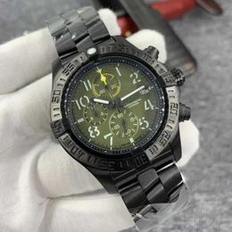 Stainless PVD 316L Case Watches Men Avenger Quartz Chronograph 45 Night Mission Watch Steel Clasp Mens Chronomat Airborne Track Wr218V