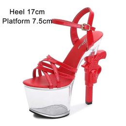 Dress Shoes Fashion Show Artefact Model High-Heeled Women Pistol Heel 17cm Sexy Clear Platform Summer Sandals Strip Pole Dance H240321TSES5LCR