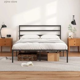 Other Bedding Supplies Bed frame with top plate solid heavy metal Flat noodles can support mattress no spring easy to assemble black Y240320