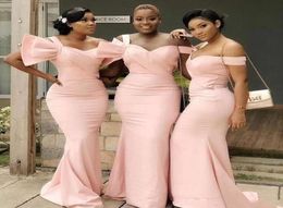 South African Pink Mermaid Bridesmaid Dresses Long 2022 One Shoulder Black Girls Maid Of Honour Gowns For Wedding Party Custom Made8216722