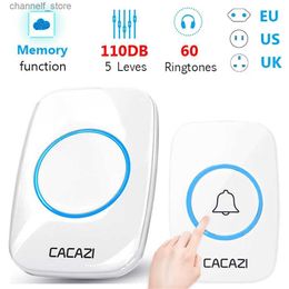 Doorbells Hot Sales intelligent wireless doorbell waterproof 300 Metre home range with 1 remote control button and 2 receivers no battery requiredY240320