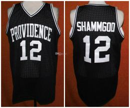 12 God Shammgod Providence Bianco Nero Retro Classic College Basketball Jersey Mens Ed Maglie con numero e nome personalizzati